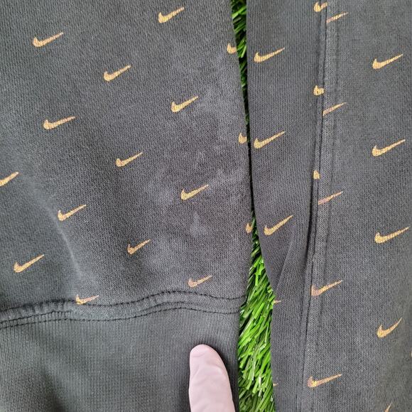 NIKE Swoosh Hoodie Medium 23x25 Baggy Faded Black AOP - Picture 5 of 16